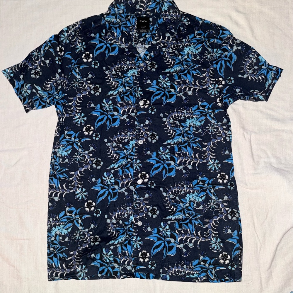 RVCA Blue Casual Button Down Shirt